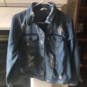 Distressed Jean jacket 2X